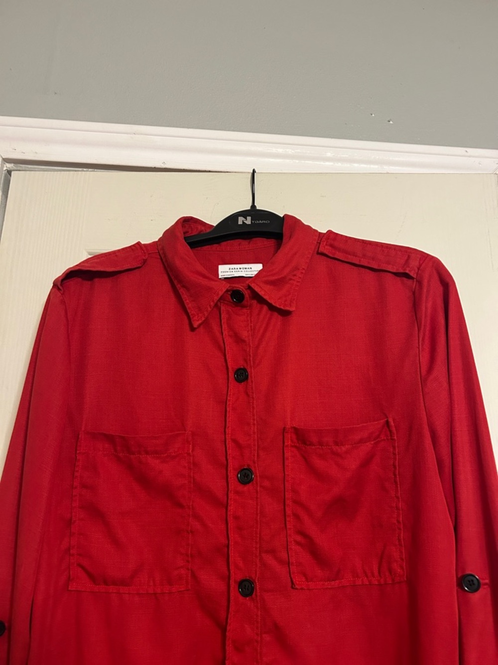 $5️⃣&🔟Sale Zara Woman red ragged edge shirt premium denim collection - Picture 2 of 7
